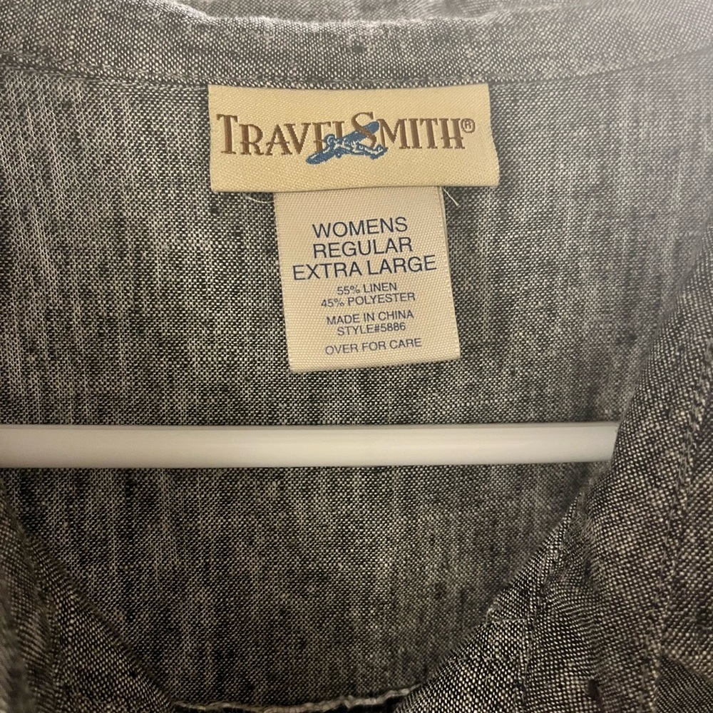 TravelSmith Gray Button Down Shirt Casual Style